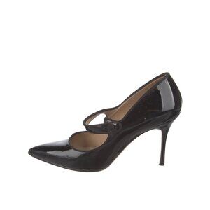 Vintage MANOLO BLAHNIK Patent Leather Pumps Blk Mary Jane Strap Sz 7 Pre…